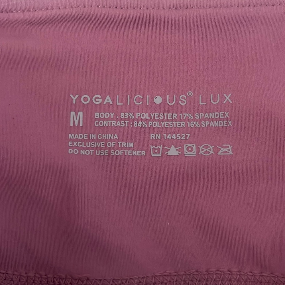 Yogalicious Lux Dusty Rose Pink Leggings Open Mesh Side Detail Size M Gym Yoga - Picture 3 of 9